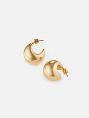 Jigsaw Gold Plated Chunky Dome Earrings - Image 2 of 5