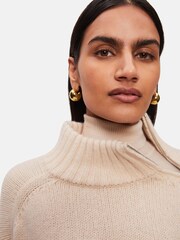 Jigsaw Gold Plated Chunky Dome Earrings - Image 4 of 5