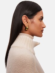 Jigsaw Gold Plated Chunky Dome Earrings - Image 5 of 5