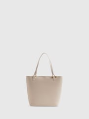 River Island Cream Monogram Padlock Bow Shopper Bag - Image 4 of 6