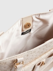 River Island Cream Monogram Padlock Bow Shopper Bag - Image 5 of 6