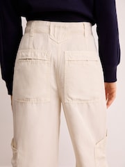 Ecru, Weiß - Tencel™ Leinenmischung Cargo Hose mit weitem Bein - Bild 4 von 6