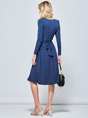 Jolie Moi Blue Long Sleeve Jersey Midi Dress - Image 2 of 5