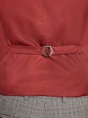 Joules Grey/Rust Check Slim Fit Wool Suit: Waistcoat - Image 5 of 7