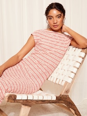 Friends Like These Cream Red Straight Crochet T-Shirt Dress - Image 3 of 4