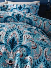 Bridgerton by Catherine Lansfield Green Regency Damask Duvet Cover Set - Image 3 of 4