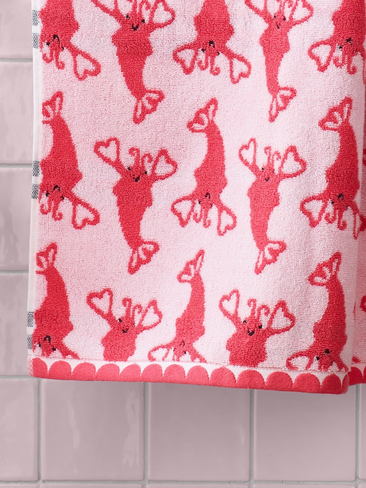 Pink Lobster Towel 100% Cotton - Image 4 of 4
