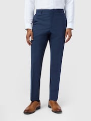 Ted Baker Tailoring Blue Slim Fit Performance  Panama Trousers - Image 1 of 2