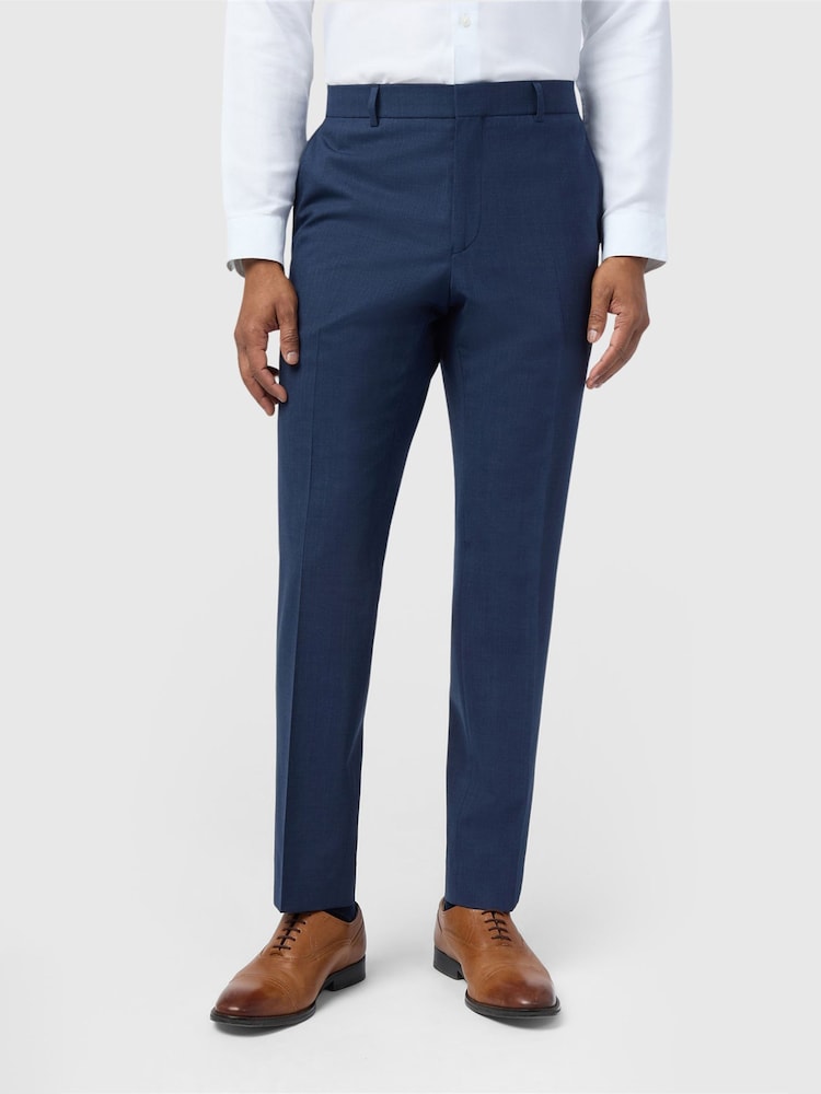 Ted Baker Tailoring Blue Slim Fit Performance  Panama Trousers - Image 1 of 2