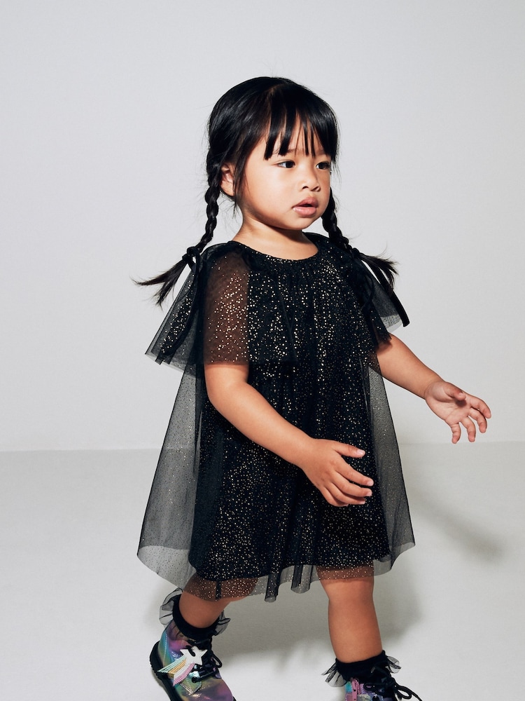 Black/Gold Sparkle Tulle Party Dress (3mths-10yrs) - Image 1 of 6