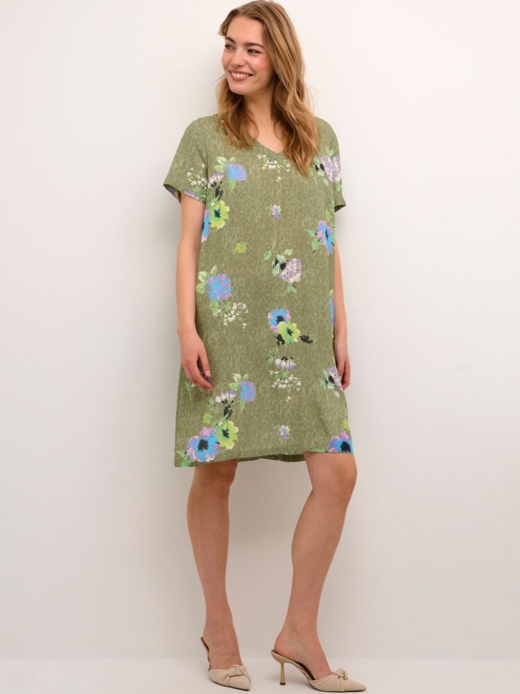 Cream Green Rosina Knee Length Short Sleeve Dress - Image 1 of 6