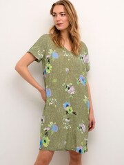Cream Green Rosina Knee Length Short Sleeve Dress - Image 3 of 6