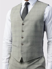 Ted Baker Tailoring Silver Slim Fit Check Waistcoat - Image 2 of 2