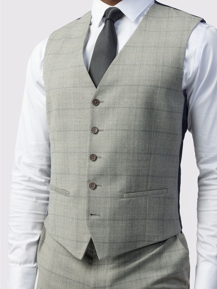 Ted Baker Tailoring Silver Slim Fit Check Waistcoat - Image 2 of 2 Ted Baker Tailoring Silver Slim Fit Check Waistcoat - Image 2 of 2