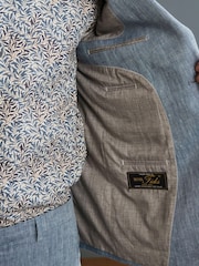 Blue Slim Fit Signature Nova Fides 100% Linen Suit: Jacket - Image 5 of 6