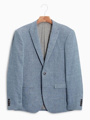 Blue Slim Fit Signature Nova Fides 100% Linen Suit: Jacket - Image 6 of 6