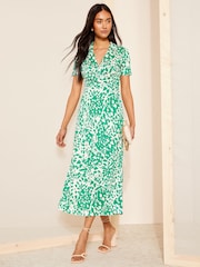 Friends Like These Green Jersey Short Sleeve Shirt Midi Dress - Image 3 of 4