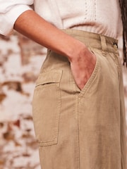 Kamelbraun - Tencel™ Leinenmischung Cargo Hose mit weitem Bein - Bild 3 von 8