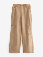 Kamelbraun - Tencel™ Leinenmischung Cargo Hose mit weitem Bein - Bild 4 von 8