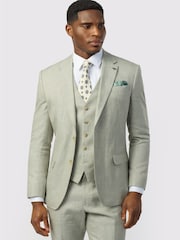 Ted Baker Tailoring Green Tailored Fit  Linen Cotton Jacket - Image 1 of 5