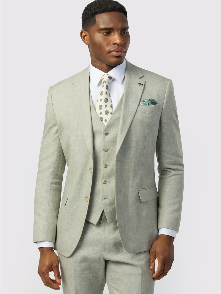 Ted Baker Tailoring Green Tailored Fit Linen Cotton Jacket - Image 1 of 5 Ted Baker Tailoring Green Tailored Fit Linen Cotton Jacket - Image 1 of 5