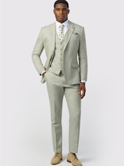 Ted Baker Tailoring Green Tailored Fit  Linen Cotton Jacket - Image 3 of 5