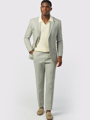 Ted Baker Tailoring Green Tailored Fit  Linen Cotton Jacket - Image 4 of 5