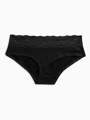Black Short Cotton and Lace Knickers 4 Pack - Image 2 of 5