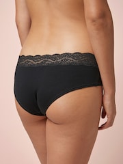 Black Short Cotton and Lace Knickers 4 Pack - Image 3 of 5