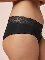 Black Short Cotton and Lace Knickers 4 Pack - Image 5 of 5