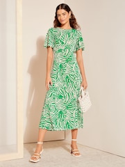 Friends Like These Green Zebra ITY Angel Shorts Sleeve Midi Dress - Image 3 of 4