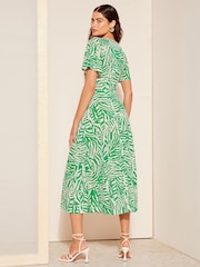 Friends Like These Green Zebra ITY Angel Shorts Sleeve Midi Dress - Image 4 of 4