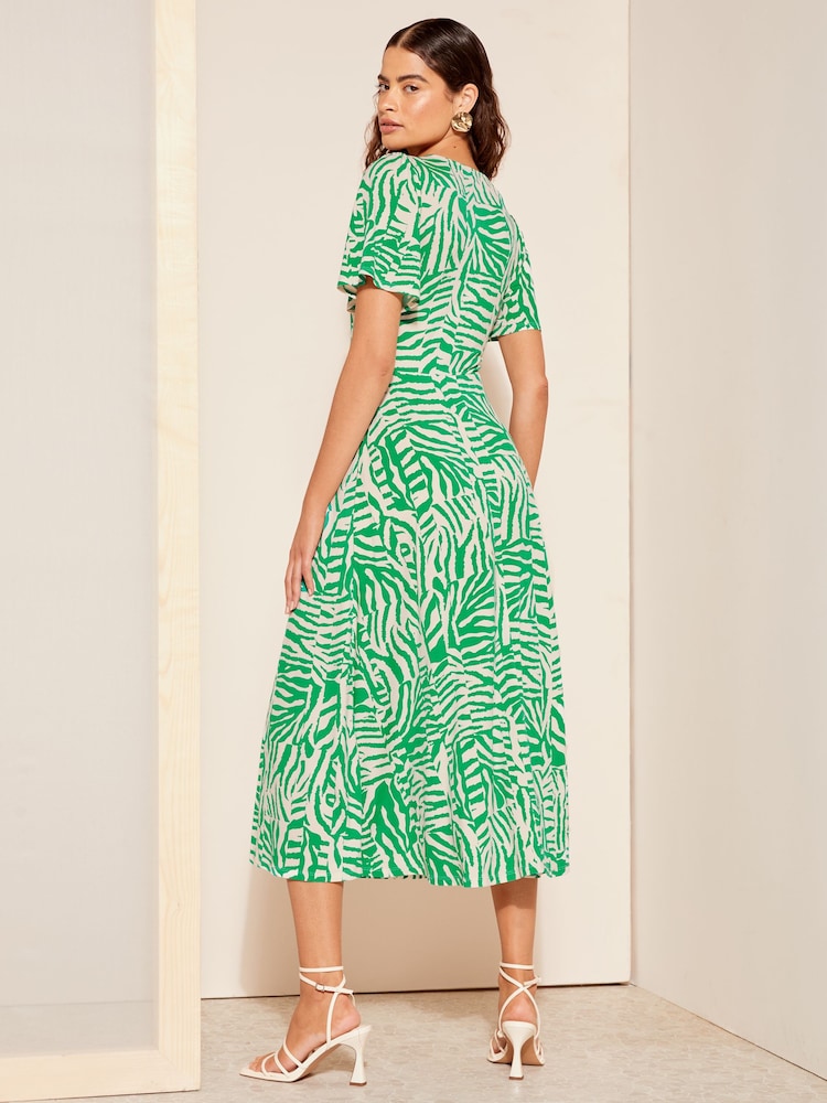 Friends Like These Green Zebra ITY Angel Shorts Sleeve Midi Dress - Image 4 of 4