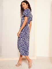 Friends Like These Blue Collar Shirred Waist Midi Dress - Image 4 of 4