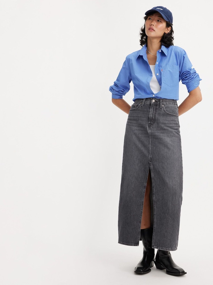 Levi's® Black 100% Cotton Ankle Column Skirt - Image 2 of 8