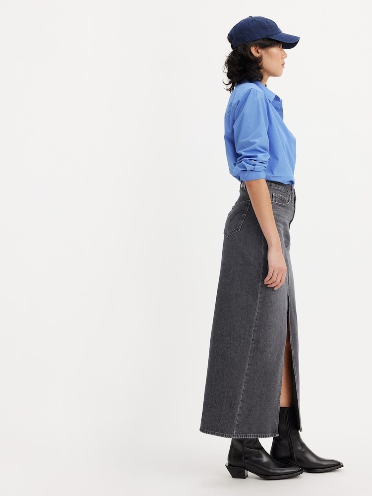 Levi's® Black 100% Cotton Ankle Column Skirt - Image 3 of 8