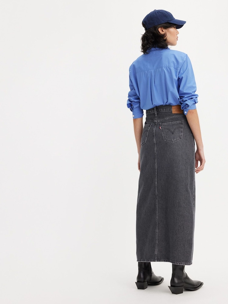 Levi's® Black 100% Cotton Ankle Column Skirt - Image 4 of 8