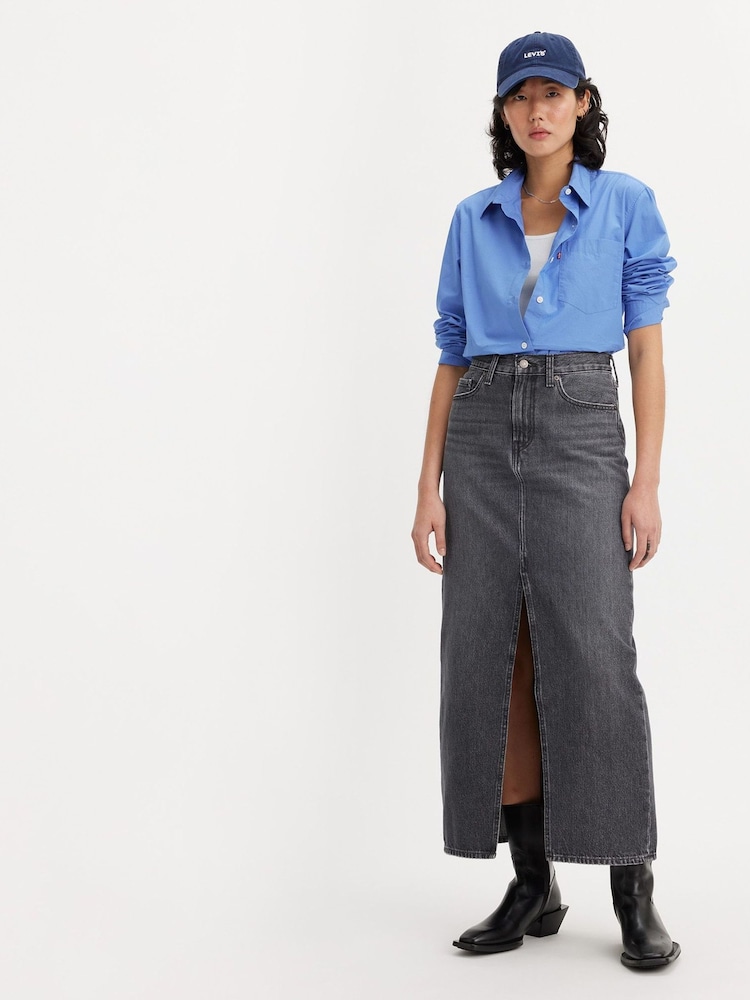 Levi's® Black 100% Cotton Ankle Column Skirt - Image 5 of 8