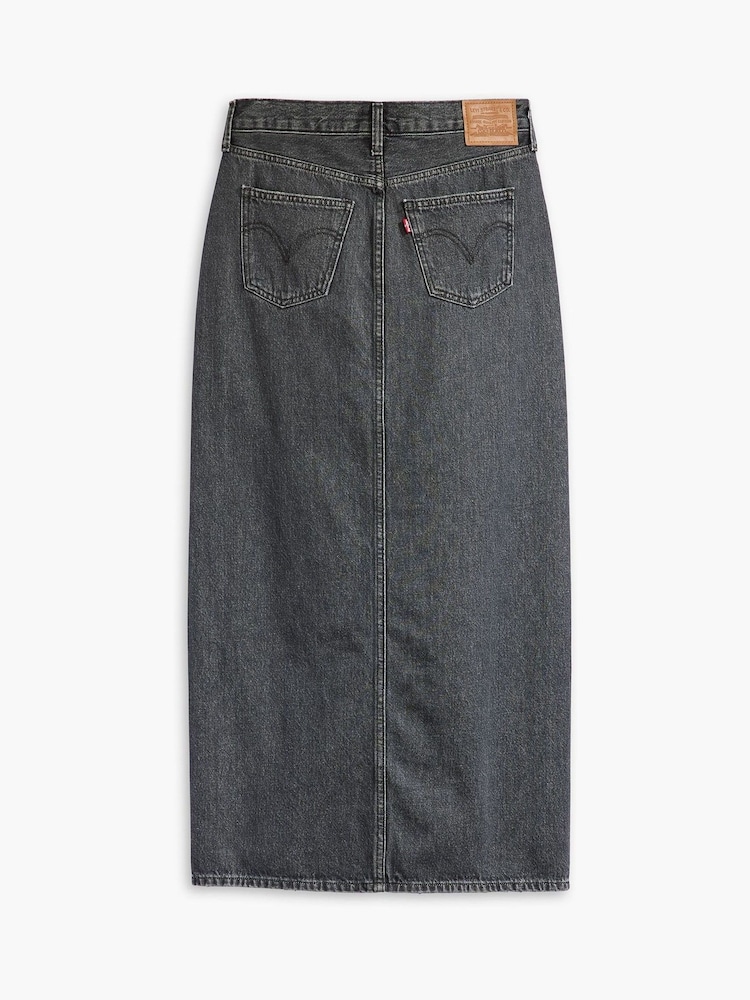 Levi's® Black 100% Cotton Ankle Column Skirt - Image 7 of 8