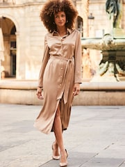 Sosandar Satin-Hemdkleid mit Gürtel - Bild 4 von 5
