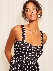 Friends Like These Black/White Polka Dot Strappy Tiered Mini Dress - Image 2 of 4