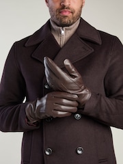Totes Brown 3 Point Leather Water Repellent Smartouch Gloves - Image 1 of 5