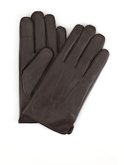 Totes Brown 3 Point Leather Water Repellent Smartouch Gloves - Image 2 of 5