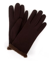 Totes Brown Thermal Gloves with Faux Fur Trim and Smartouch - Image 2 of 5
