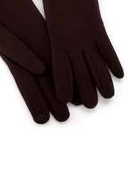 Totes Brown Thermal Gloves with Faux Fur Trim and Smartouch - Image 4 of 5