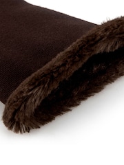 Totes Brown Thermal Gloves with Faux Fur Trim and Smartouch - Image 5 of 5
