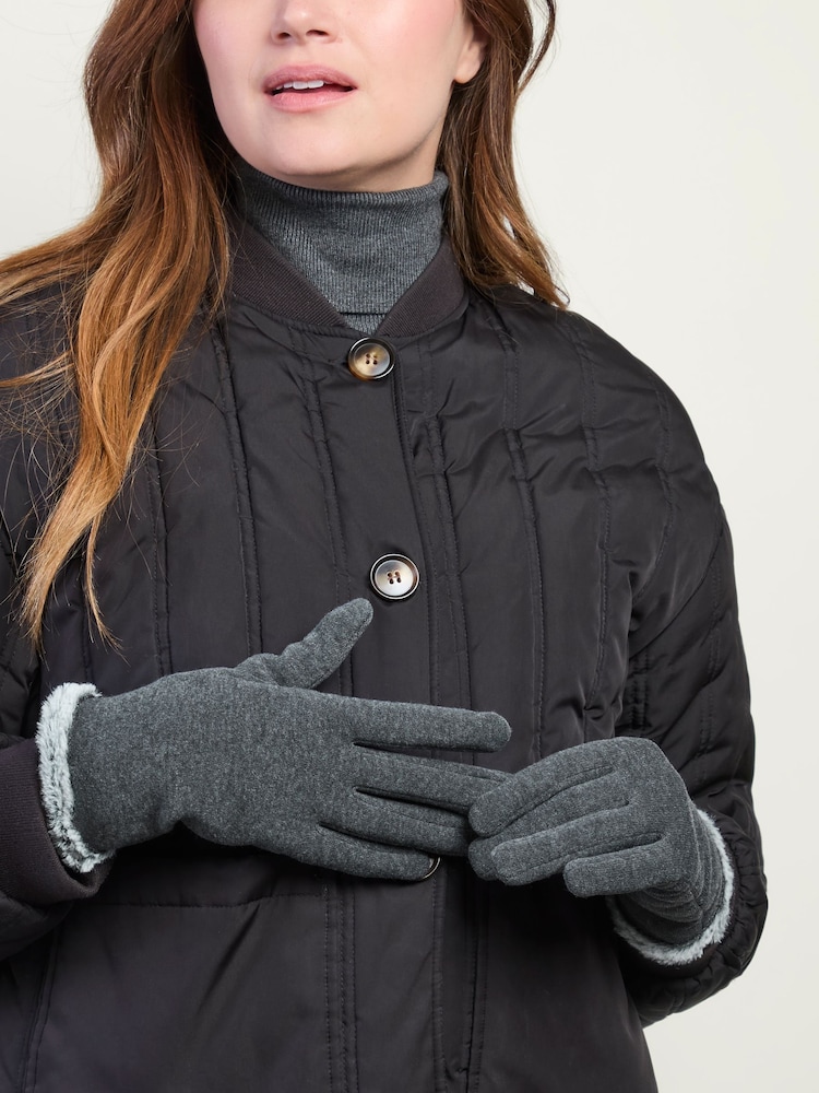 Totes Grey Thermal Gloves with Faux Fur Trim and Smartouch - Image 1 of 5 Totes Grey Thermal Gloves with Faux Fur Trim and Smartouch - Image 1 of 5