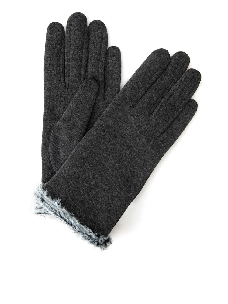 Totes Grey Thermal Gloves with Faux Fur Trim and Smartouch - Image 2 of 5 Totes Grey Thermal Gloves with Faux Fur Trim and Smartouch - Image 2 of 5