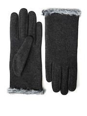 Totes Grey Thermal Gloves with Faux Fur Trim and Smartouch - Image 3 of 5