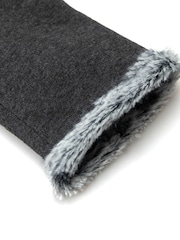 Totes Grey Thermal Gloves with Faux Fur Trim and Smartouch - Image 5 of 5